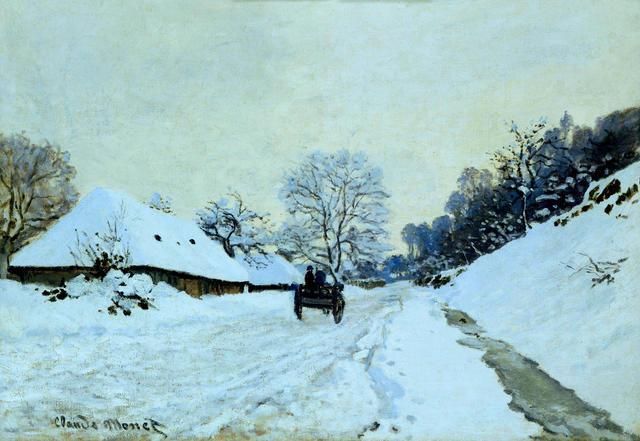 A Cart on the Snowy Road at Honfleur