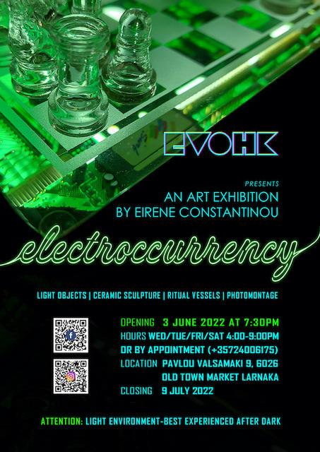 Electroccurrency site-specific light installation by Eirene Constantinou at EVOHK artist-run space
